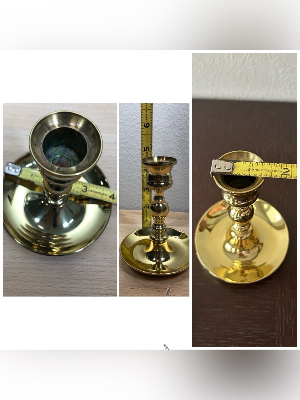 Vintage 2 Brass Baldwin Elegant Gold Console‎ Saucer base Candlestick Holder - Picture 11 of 11